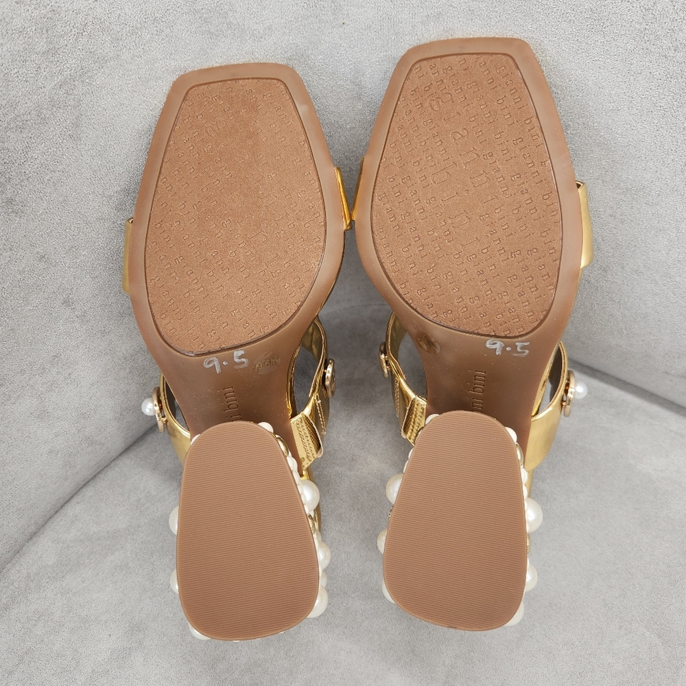 Gianni Bini Dress Sandals 9.5 Gold Penei Architectural Chunky Jewel Heel New$150 - Picture 17 of 17